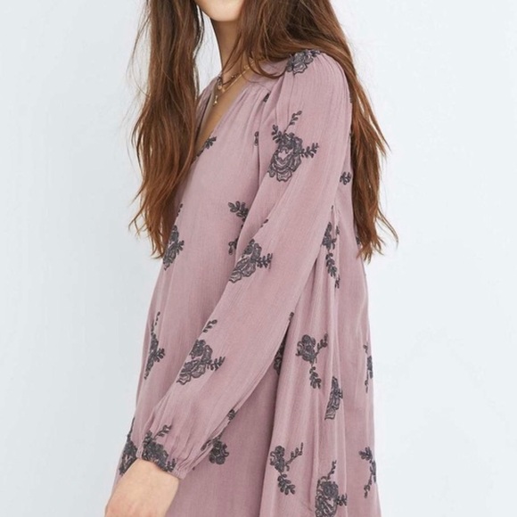 Free People Embroidered Austin Floral Dress Tunic Oversized Boho S - Picture 10 of 10